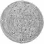 a circular maze with a two-headed lamb